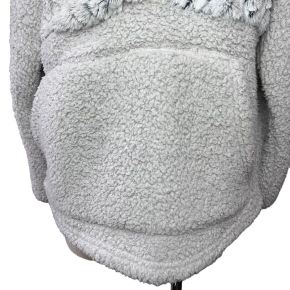 Simply Southern Fleece Pullover Women Small Gray Sherpa Snap Button Pocket Logo - Picture 4 of 6